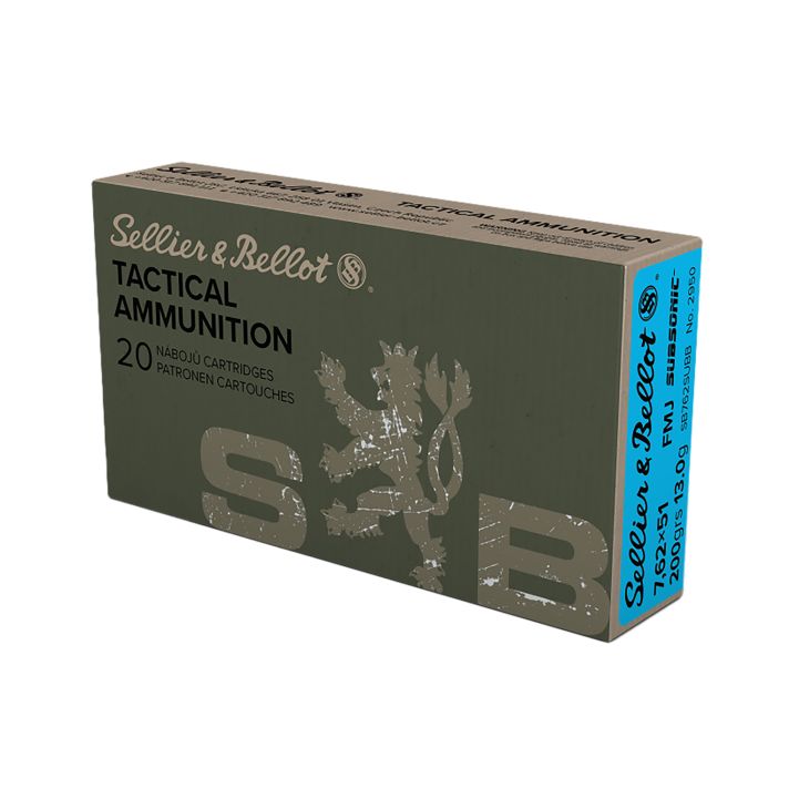Sellier & Bellot SB762SUBB Rifle308Win 200gr Full Metal Jacket Subsonic 20 Per Box/25 Case