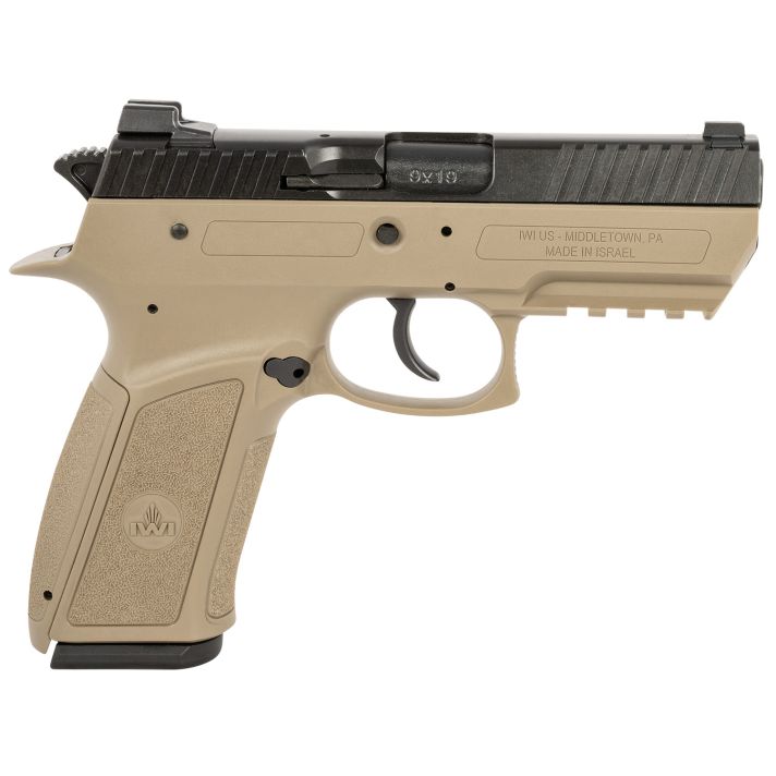 IWI US J941PSL9FDII Jericho 941 Enhanced 9mm Luger Caliber with 3.80" Barrel, 17+1 Capacity, Flat Dark Earth Finish Picatinny Rail Frame, Serrated Black Steel Slide & Polymer Grip