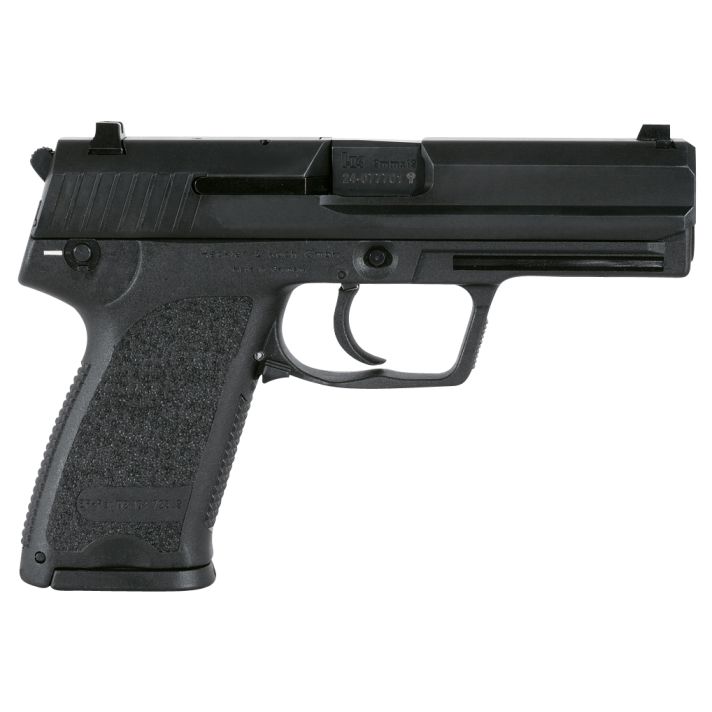 HK 81000316 USP V1 SA/DA 40 S&W Caliber with 4.25" Barrel, 10+1 Capacity, Overall Black Finish, Serrated Trigger Guard Frame, Serrated Steel Slide & Polymer Grip Includes 2 Mags