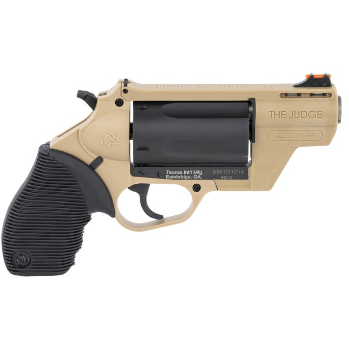 Taurus 2-441021FDE Judge Public Defender 45 Colt (LC)/410 Gauge 5rd 2.50" Flat Dark Earth Barrel & Frame Matte Black Cylinder Black Ribber Grip