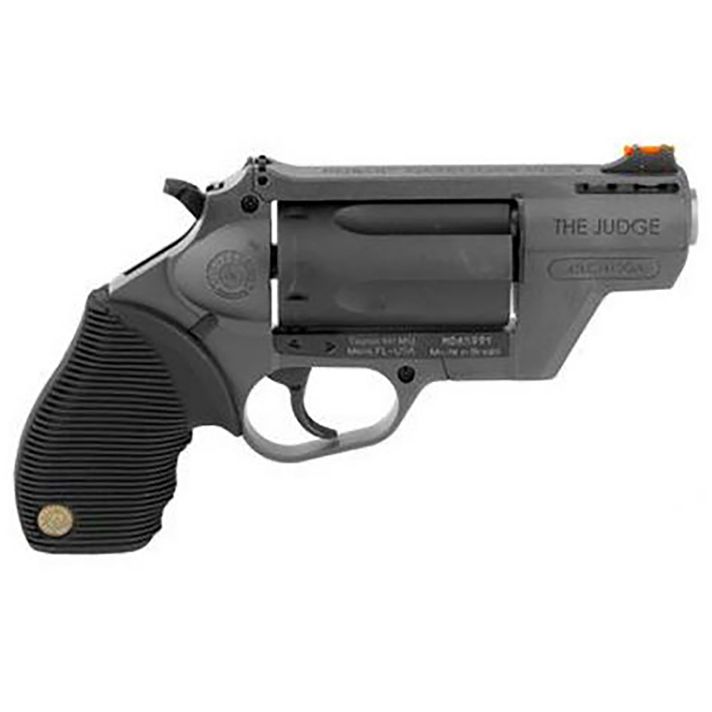 Taurus 2441021GRY Judge Public Defender 45 Colt (LC) Caliber or 2.50" 410 Gauge 5 Shot 2.50" Gray Finish Barrel, Matte Black Oxide Finish Cylinder, Gray Finish Polymer Frame & Black Ribber Grip