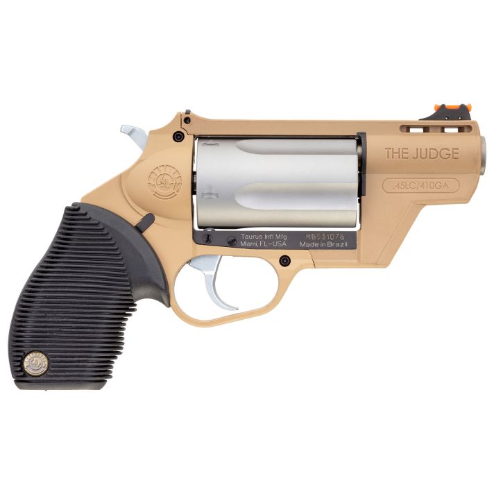 Taurus 2-441029FDE Judge Public Defender 45 Colt (LC)/410 Gauge 5rd 2.50" Flat Dark Earth Barrel & Frame Matte Stainless Cylinder Black Ribber Grip