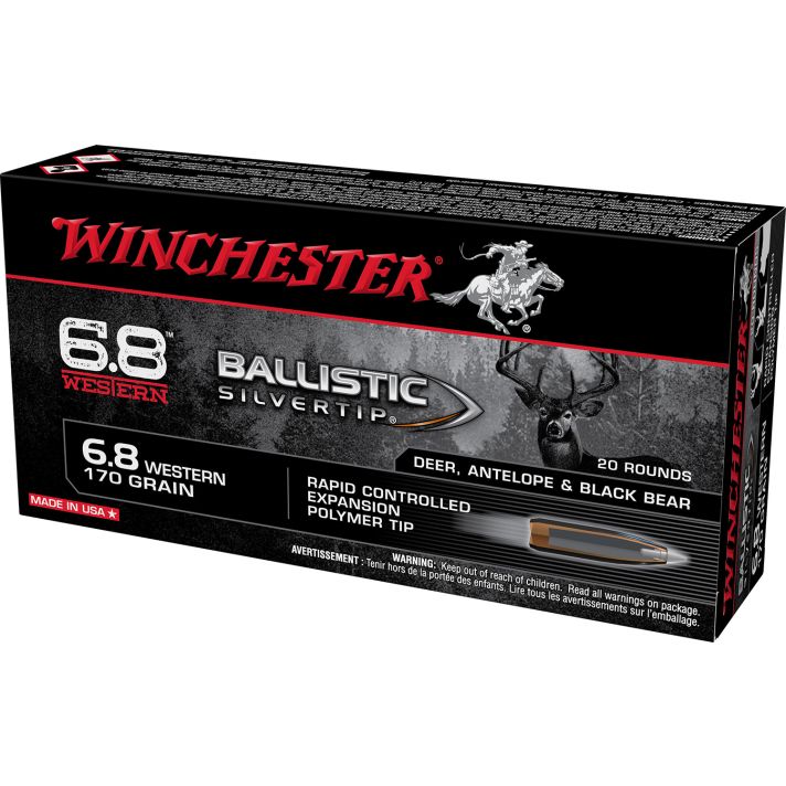 Winchester Ammo SBST68W Ballistic Silvertip6.8Western 170gr Rapid Controlled Expansion Polymer Tip 20 Per Box/10 Case