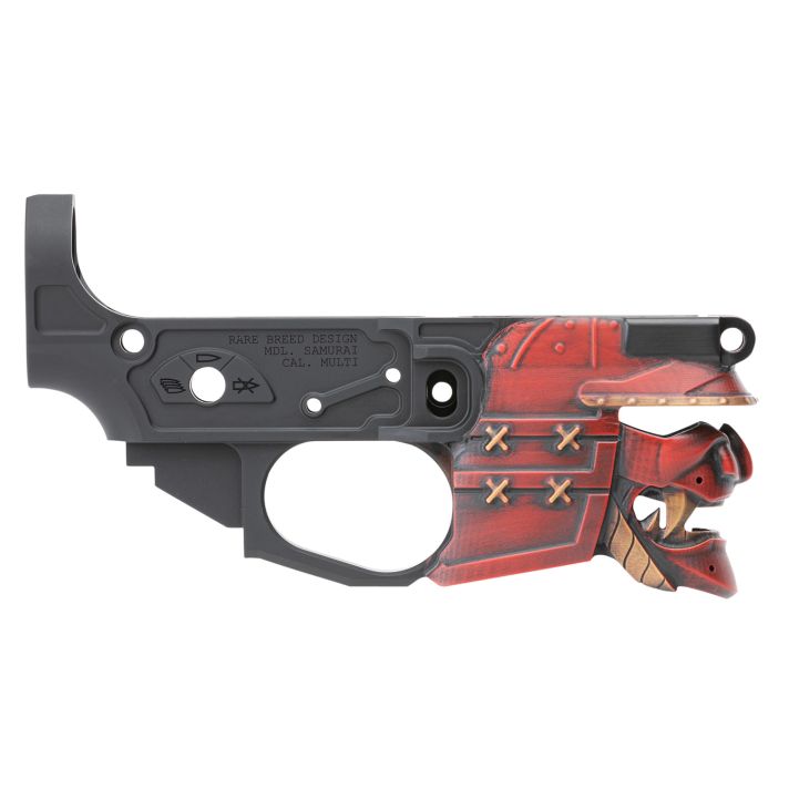 Spikes STLB630-PH Rare Breed Samurai Stripped Lower Receiver Multi-Caliber 7075-T6 Aluminum Black Anodized with Painted Front for AR-15