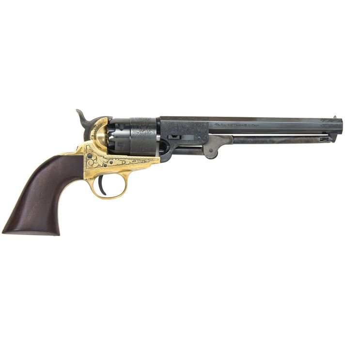 Traditions FR185118 1851 Navy Break Open 44 Cal #11 Percussion 7.50" 6 Shot Brass Engraved Frame Blued Engraved Barrel Blued Cylinder Walnut Grip