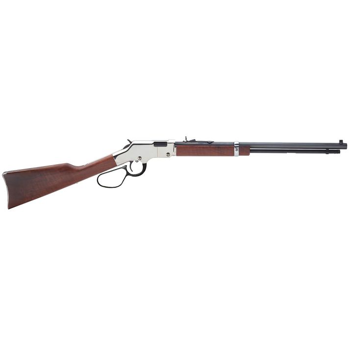 Henry H004SL Golden Boy Silver Large Loop 22 Short, 22 Long or 22 LR Caliber with 16 LR/21 Short Capacity, 20" Blued Barrel, Nickel-Plated Metal Finish & American Walnut Stock Right Hand (Full Size)