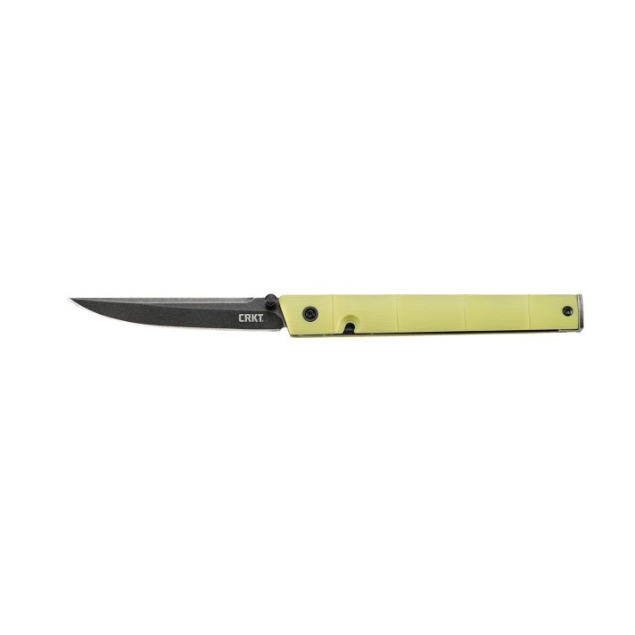 CRKT 7096YGK CEO3.11" Flipper Plain Black Stonewashed 8Cr13MoV SS Blade, Green Bamboo GRN Handle, Includes Pocket Clip
