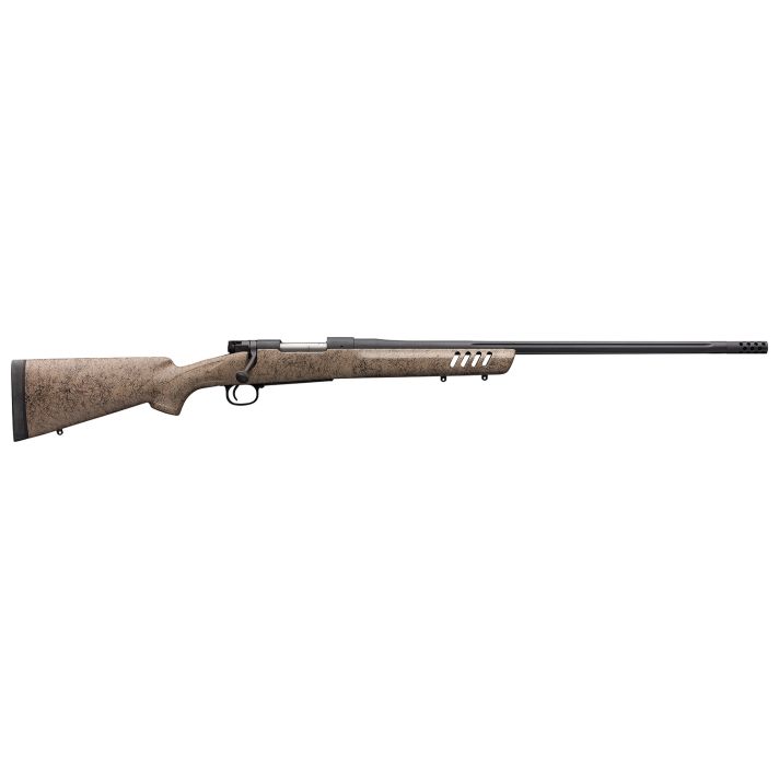 Winchester Guns 535243299 Model 70 Long Range 6.8 Western 4+1 24" Matte Black Black Webbed Tan Fixed Bell & Carlson w/Aluminum Bedding Stock Right Hand (Full Size)