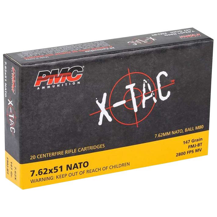 PMC 762X X-Tac7.62x51mmNATO 147gr Full Metal Jacket Boat Tail 20 Per Box/25 Case
