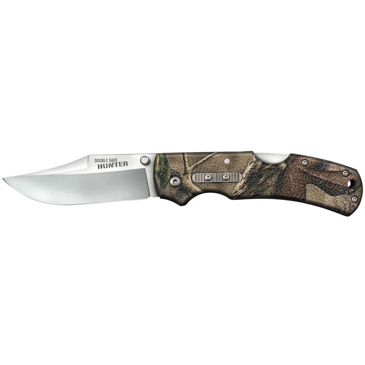 Cold Steel CS23JD Double Safe Hunter 3.50" Folding Plain 8Cr13MoV SS Blade/Camo GFN Handle Includes Pocket Clip