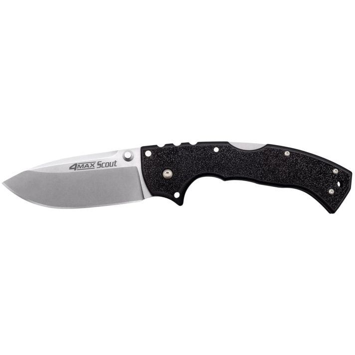 Cold Steel CS62RQ 4-Max Scout 4" Folding Plain Stone Washed Japanese AUS-10A SS Blade/ Black Griv-Ex Handle Includes Pocket Clip