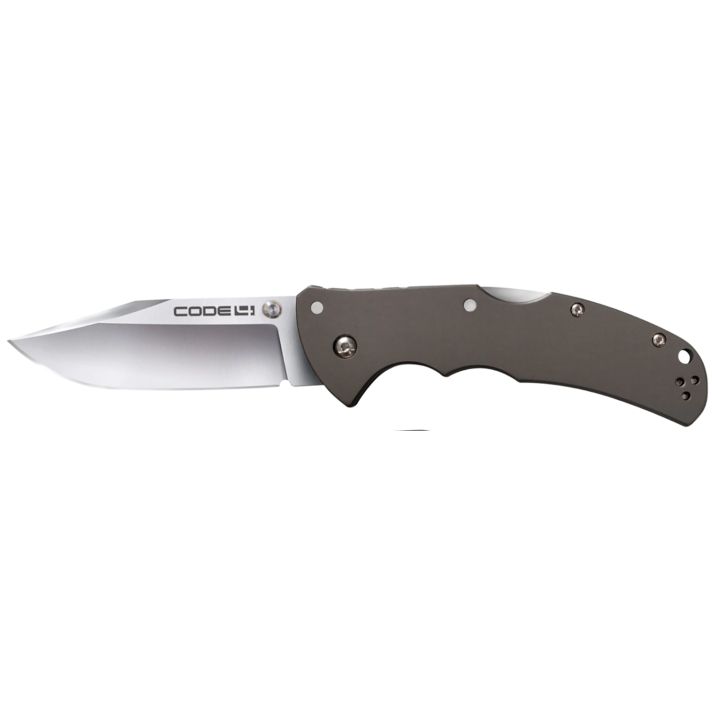 Cold Steel CS58PC Code 43.50" Folding Clip Point Plain Satin Polished S35VN SS Blade/Anodized Gun Metal Gray Aluminum Handle Includes Pocket Clip