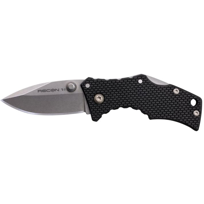 Cold Steel CS7DS Recon 1 Micro 2" Folding Spear Point Plain Stonewashed 4034 SS Blade/ Black Griv-Ex Handle Includes Pocket Clip