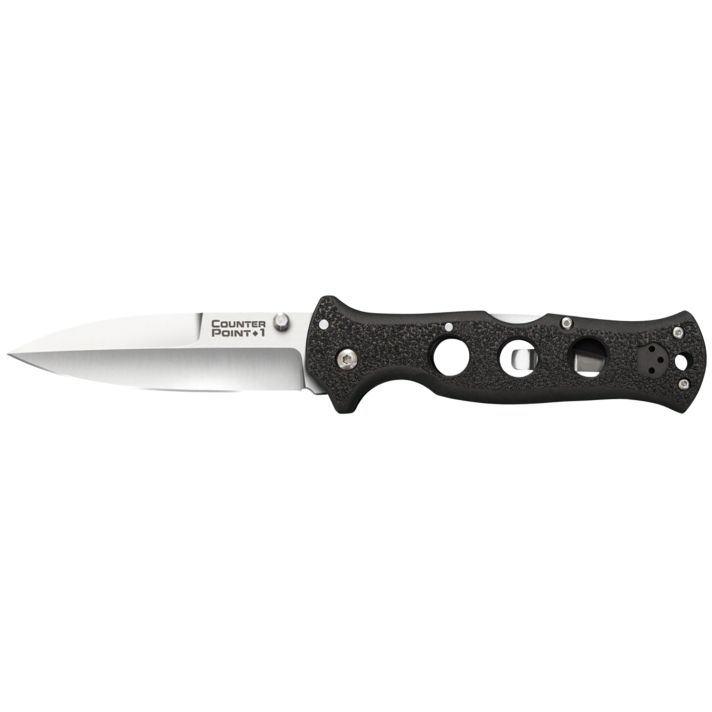 Cold Steel CS10AB Counter Point I 4" Folding Spear Point Plain Satin AUS-10A SS Blade/ Black Griv-Ex Handle Includes Pocket Clip