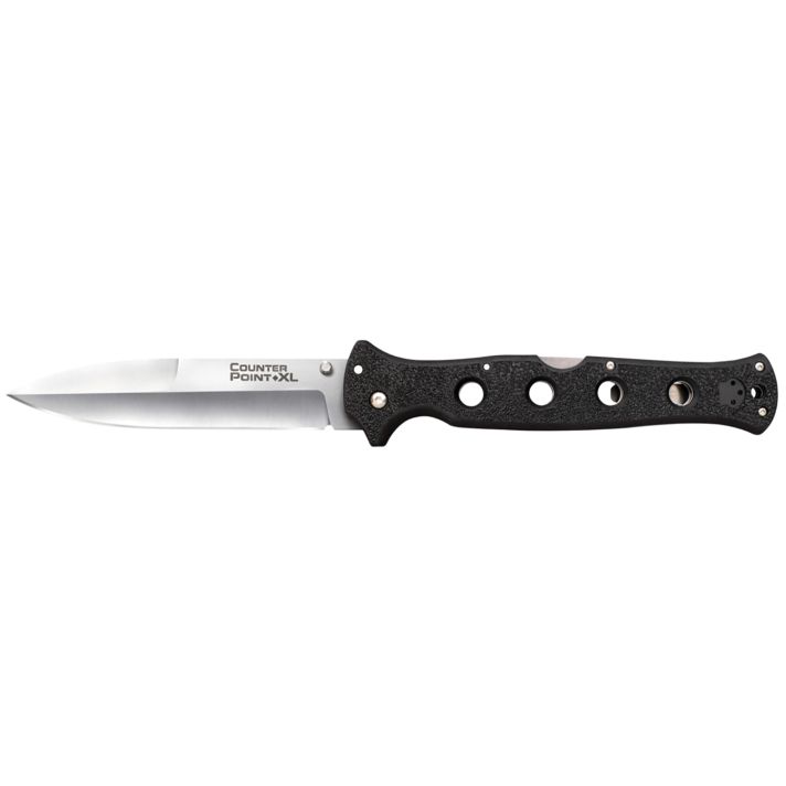 Cold Steel CS10AA Counter Point XL 6" Folding Spear Point Plain Satin AUS-10A SS Blade/Black Griv-Ex Handle Includes Pocket Clip