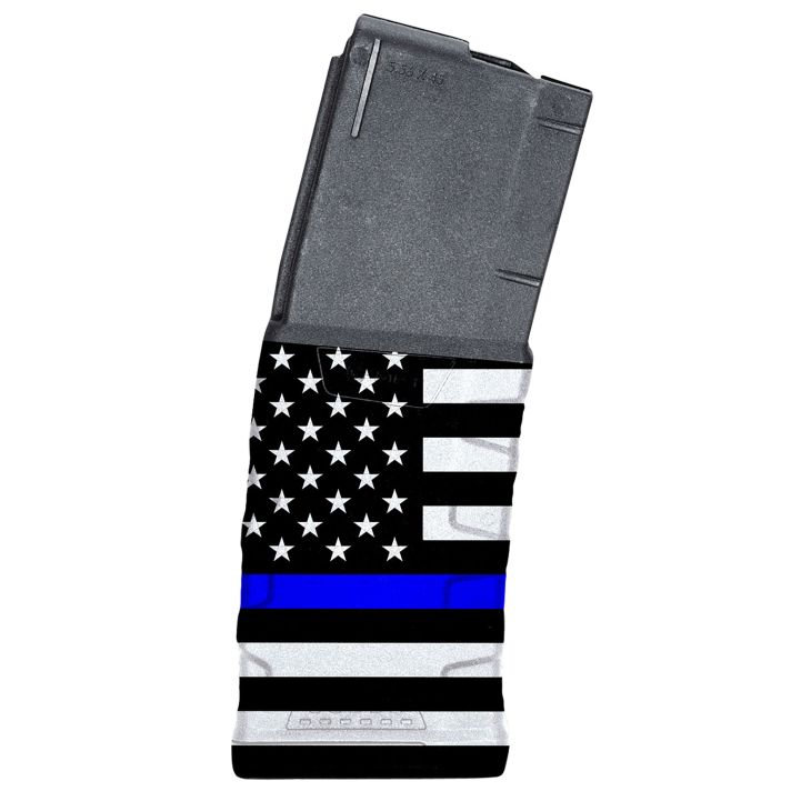 Mission First Tactical EXDPM556AMB1 Extreme Duty30rd 223 Rem/5.56x45mm Fits AR-15/M4 Black w/Blue Line American Flag Polymer