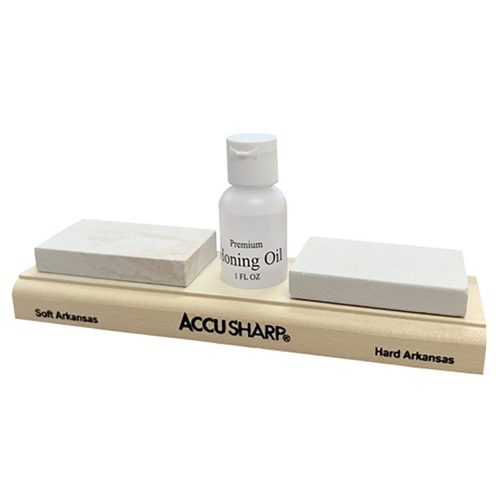 AccuSharp 023C Whetstone Combo Kit Fine, Coarse Natural Arkansas Stone Sharpener Includes Honing Oil