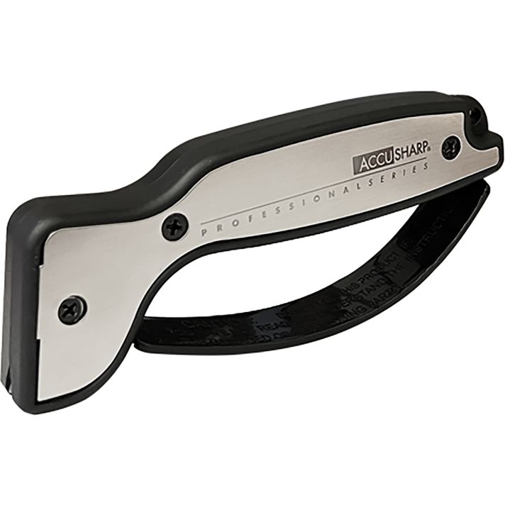 AccuSharp 040C Pro Sharpener Fixed Diamond Tungsten Carbide Sharpener Black/Silver Aluminum/Overmolded Rubber