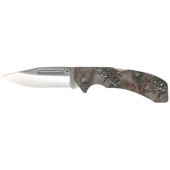 AccuSharp 713C Lockback3" Folding Clip Point Plain Stainless Steel Blade/Camo G10 Handle Includes Allen Wrench