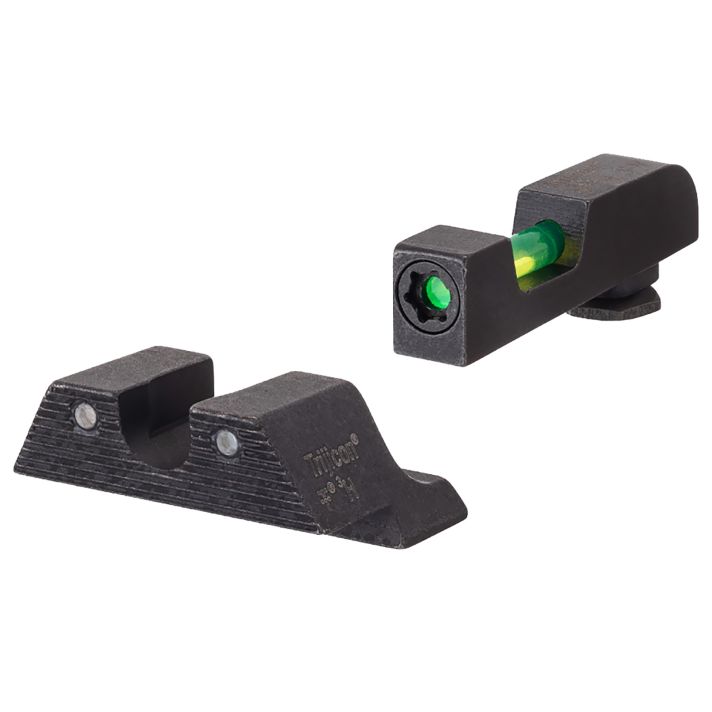 Trijicon 601106 DI Night Sight Set Green Tritium/Fiber Optic/Black Outline Front, Green Tritium Rear, Black Frame, Fits Glock 42/43/43X/48 Excludes MOS