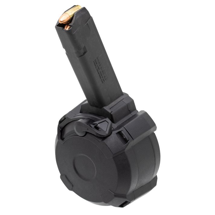 Magpul MAG1033-BLK PMAG GL9 50rd Drum 9mm Luger Compatible w/Glock Black Polymer