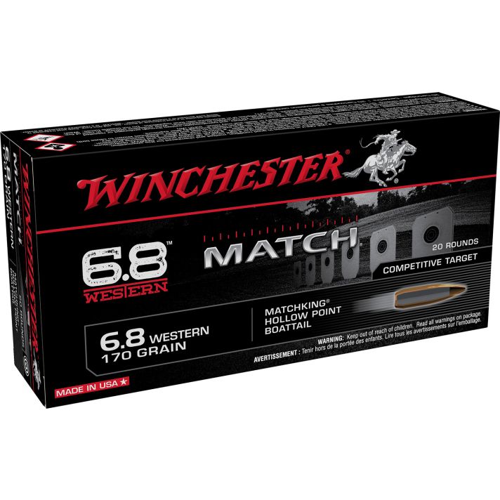 Winchester Ammo S68WM Match6.8Western 170gr Sierra MatchKing BTHP 20 Per Box/10 Case
