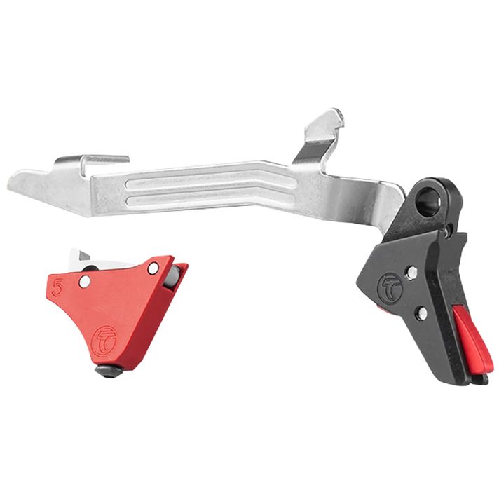 Timney Triggers ALPHAGLOCK5 Alpha Competition 9mm Luger/40 S&W/22 LR, Red Straight Trigger, Compatible w/Glock Gen5 & Glock 44