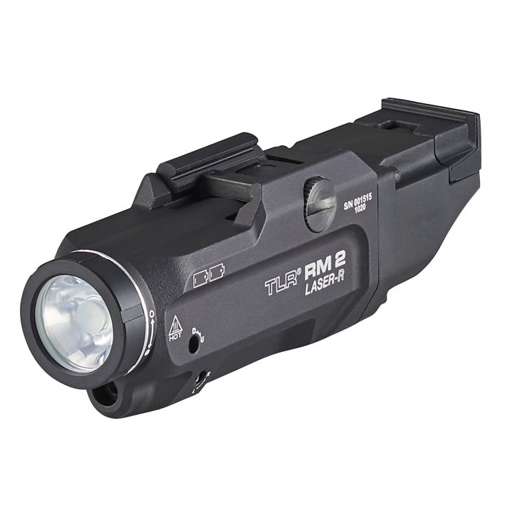 Streamlight 69448 TLR-2 RM w/Laser Black Aluminum, 1,000 Lumens White LED Bulb/Red Laser 297 Meters Beam, Picatinny Rail Mount