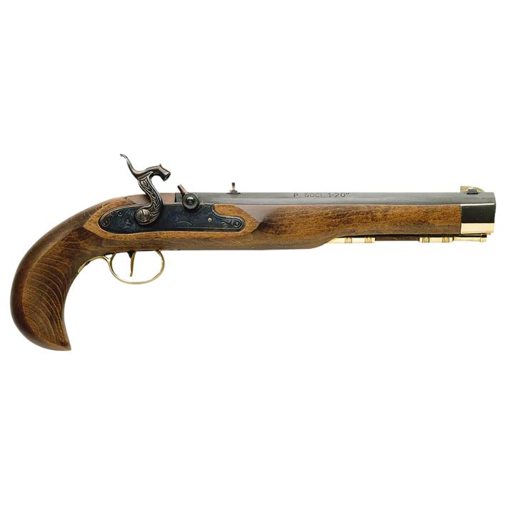 Traditions P1060 Kentucky Pistol Single Shot 50 Cal Percussion 10" Color Case Hardened Frame Blued Barrel Walnut Grip