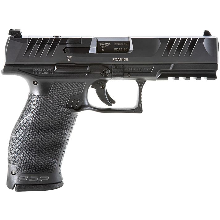 Walther Arms 2842475 PDP9mm Luger 18+1 4.50" Black Polygonal Rifled Barrel, Black Optic Ready/Serrated Steel Slide, Black Polymer Frame w/Picatinny Rail, Ambidextrous
