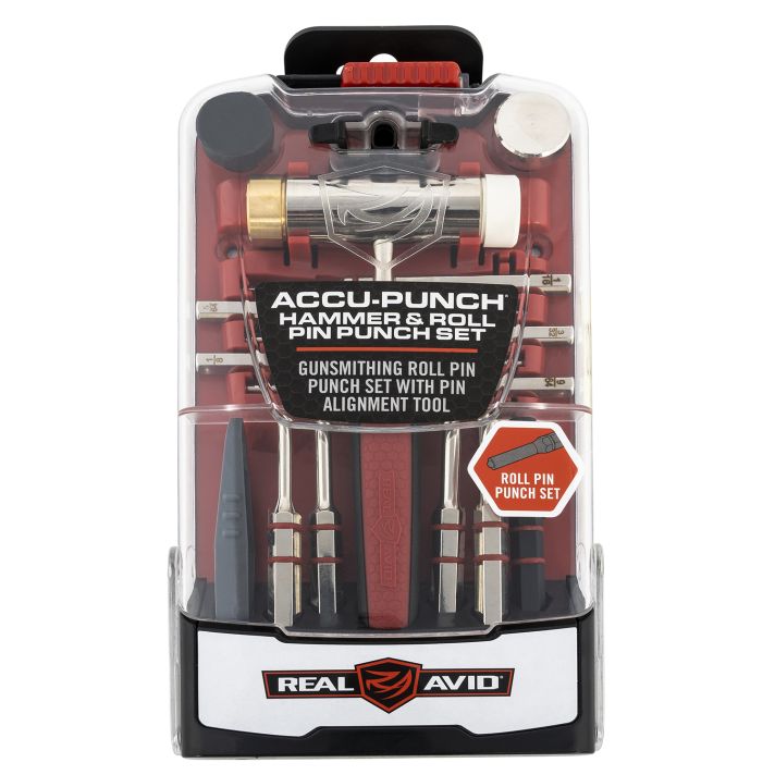 Real Avid AVHPS-RP Accu-Punch Hammer & Roll Pin Punch Set Black/Red Steel Rubber Handle