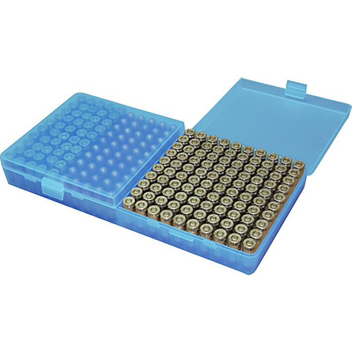 MTM Case-Gard P200924 Ammo Box Flip-Top 9mmLuger/380ACP Handgun Clear Blue Polypropylene 200rds