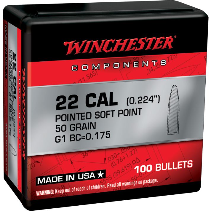 Winchester Ammo WB222SP50X Centerfire Rifle222Rem 50gr Pointed Soft Point 100 Per Box/10 Case