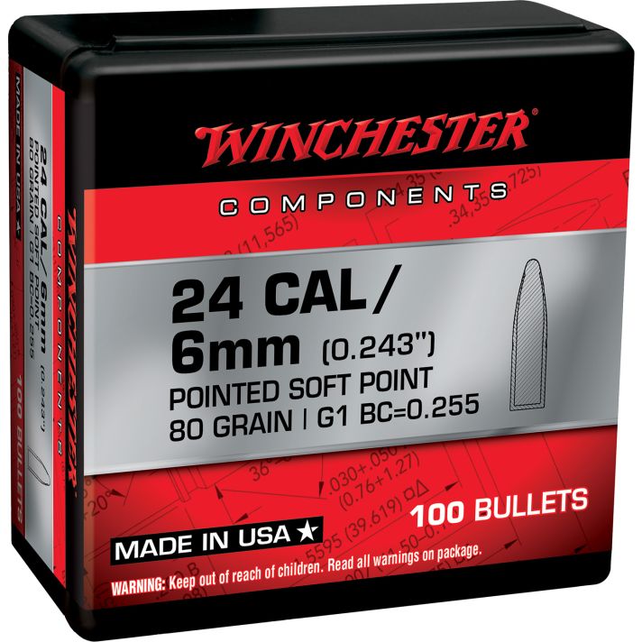 Winchester Ammo WB243SP80X Centerfire Rifle243Win 80gr Pointed Soft Point 100 Per Box/10 Case