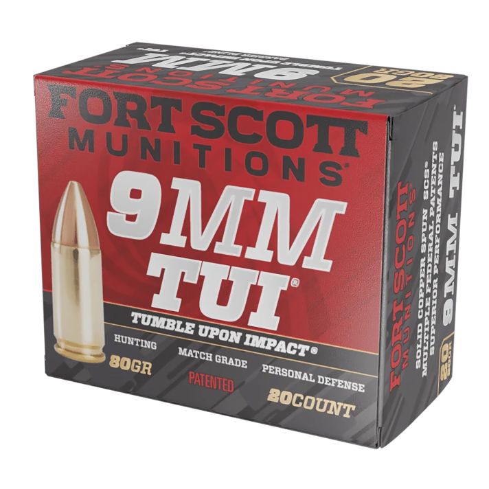 Fort Scott Munitions 9MM080SCV Tumble Upon Impact (TUI)9mmLuger 80gr Solid Copper Spun 20 Per Box/25 Case