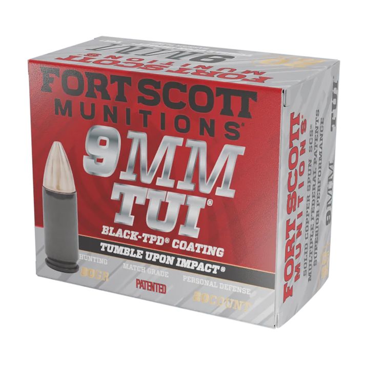 Fort Scott Munitions 9MM080SCVTPD Tumble Upon Impact (TUI)9mmLuger 80gr Solid Copper Spun 20 Per Box/25 Case *TPD-9 Coated