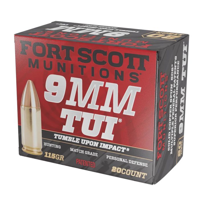 Fort Scott Munitions 9MM115SCV Tumble Upon Impact (TUI)9mmLuger 115gr Solid Copper Spun 20 Per Box/25 Case