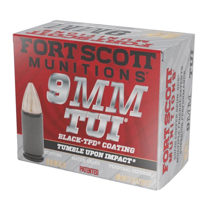 Fort Scott Munitions 9MM115SCVTPD Tumble Upon Impact (TUI)9mmLuger 115gr Solid Copper Spun 20 Per Box/25 Case *TPD-9 Coated