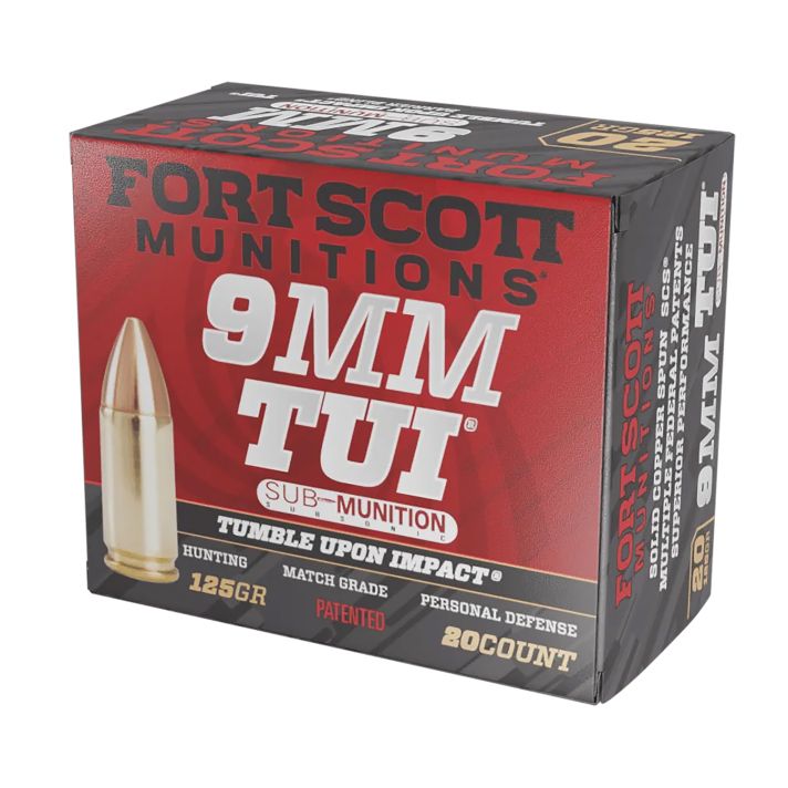Fort Scott Munitions 9MM125SCVSS Tumble Upon Impact (TUI)9mmLuger Subsonic 125gr Solid Copper Spun 20 Per Box/25 Case