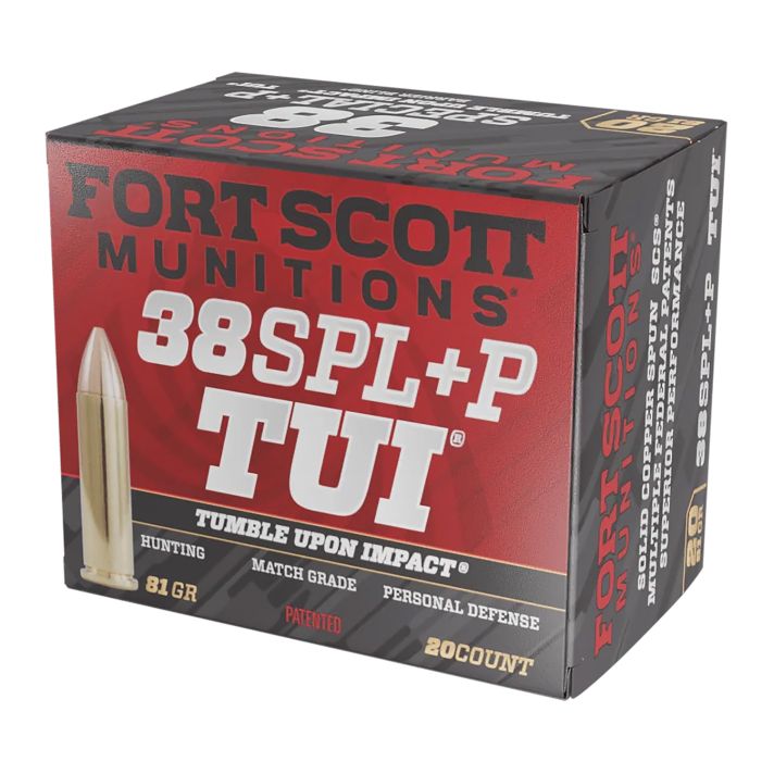 Fort Scott Munitions 38+P081SCV Tumble Upon Impact (TUI)38Special+P 81gr Solid Copper Spun 20 Per Box/25 Case