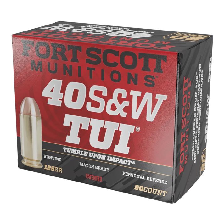 Fort Scott Munitions 400125SCV Tumble Upon Impact (TUI)40S&W 125gr Solid Copper Spun 20 Per Box/25 Case
