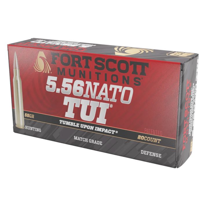 Fort Scott Munitions 556055SCV Tumble Upon Impact (TUI)5.56x45mmNATO 55gr Solid Copper Spun 20 Per Box/25 Case