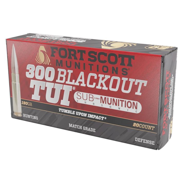 Fort Scott Munitions 300190SCVSS Tumble Upon Impact (TUI) Rifle 300Blackout 190gr Solid Copper Spun 20 Per Box/25 Case