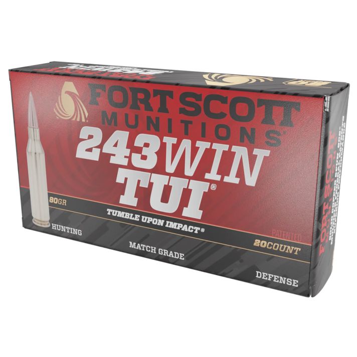Fort Scott Munitions 243080SCV Tumble Upon Impact (TUI) Rifle 243Win 80gr Solid Copper Spun 20 Per Box/10 Case