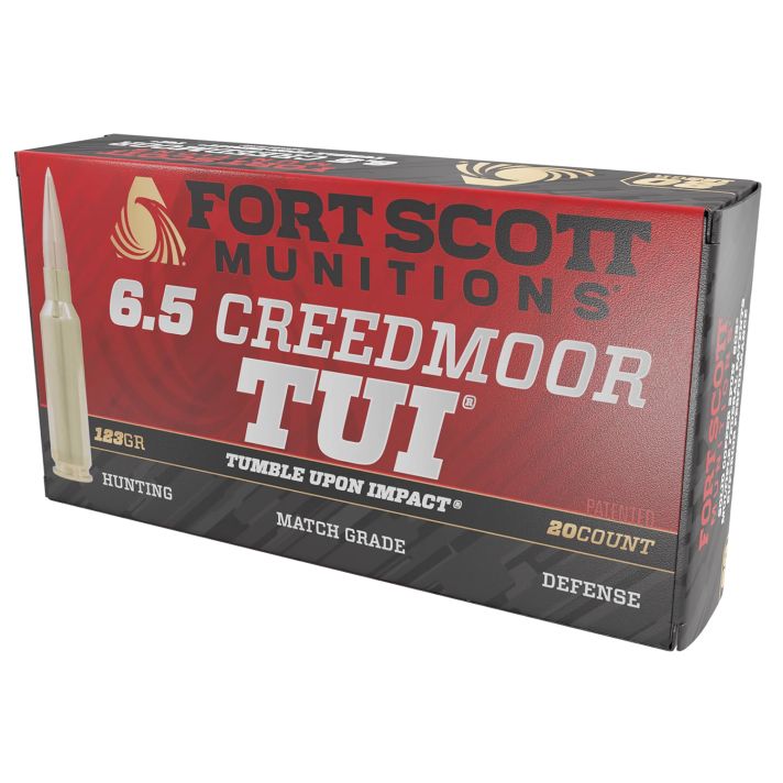 Fort Scott Munitions 65CM123SCV11 Tumble Upon Impact (TUI) Rifle 6.5Creedmoor 123gr Solid Copper Spun 20 Per Box/10 Case