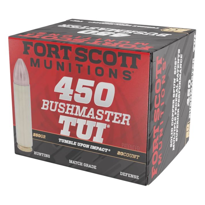 Fort Scott Munitions 450BM250SCV Tumble Upon Impact (TUI) Rifle 450Bushmaster 250gr Solid Copper Spun 20 Per Box/10 Case