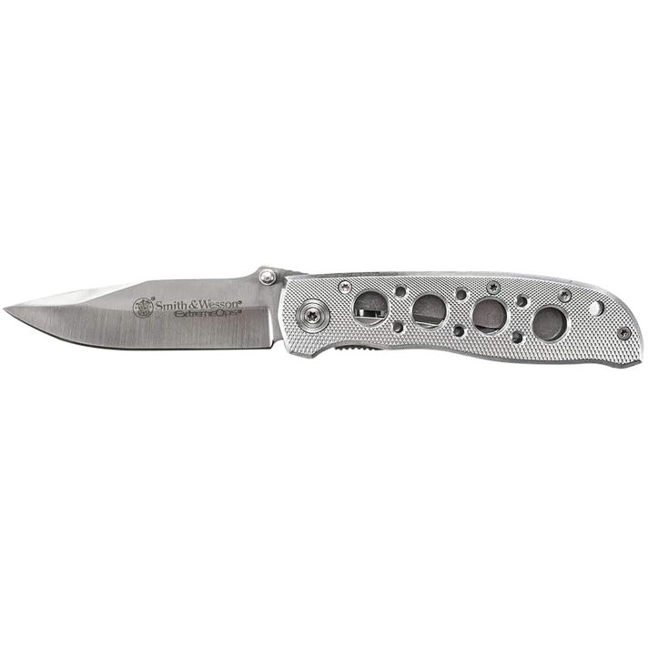 Smith & Wesson Knives CK105HCP Extreme Ops3.22" Folding Drop Point Plain 7Cr15MoV SS Blade Aluminum Handle Includes Pocket Clip