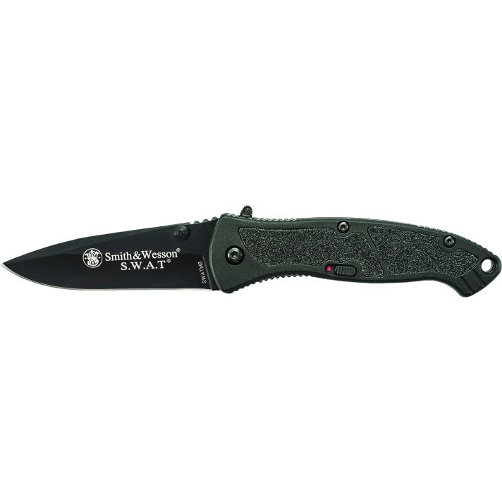 Smith & Wesson Knives SWATMBCP S.W.A.T.3.20" Folding Plain Black 4034 SS Blade Black Aluminum Handle Includes Pocket Clip