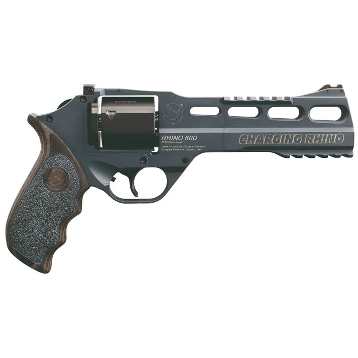 Chiappa Firearms 340314 Rhino 60DS Gen II 9mm Luger 6 Shot 6" Slate Cerakote Steel Black Barrel & Cylinder, Slate Cerakote Aluminum Frame, Black/Gray Finger GroovedLaminate Grip, Exposed Hammer