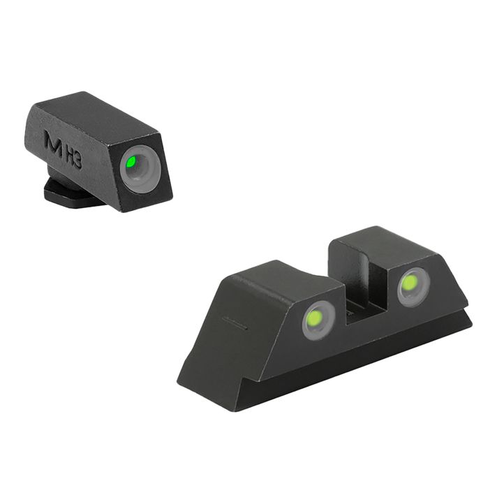 Meprolight USA 102223201 Tru-DotGreen Tritium White Outline Front Sight-Yellow Tritium White Outline Rear Sight Glock 10 MM/.45ACP